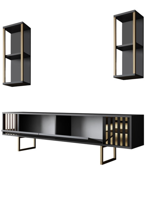 Hanah Home Mueble de TV Moderno Salón Antracita y Negro 180cm